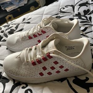 Like new red & white checked 2014 air Jordans
